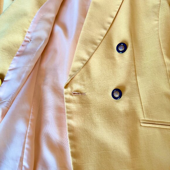 Vintage 90s Yellow and Navy Blazer - Picture 7 of 12